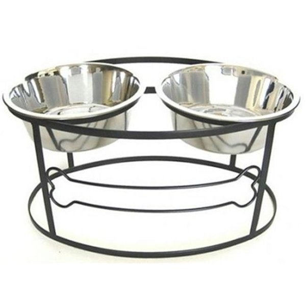 Pets Stop Pets Stop RDB3 Bone Double Raised Double Dog Bowl - Small RDB3